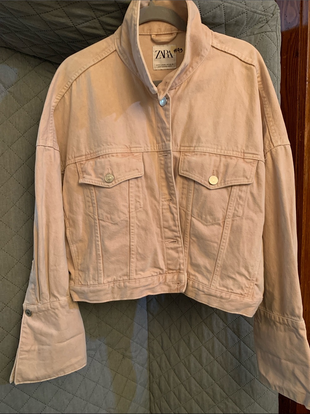 #93 ZARA Pastel Pink Denim Jacket